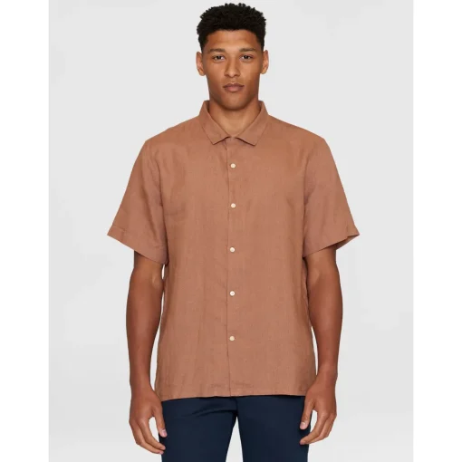 Box Fit Short Sleeved Organic Linen Shirt Made Of Organic Linen