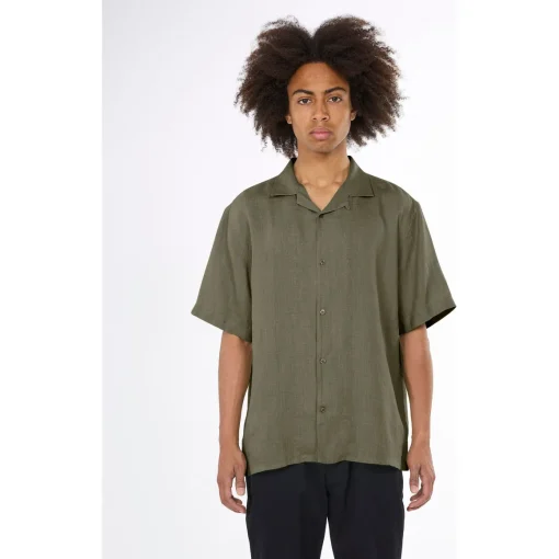 Box Fit Short Sleeved Organic Linen Shirt Made Of Organic Linen