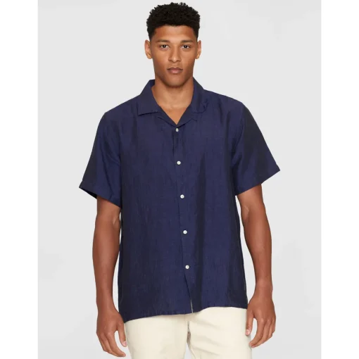 Box Fit Short Sleeved Organic Linen Shirt Made Of Organic Linen