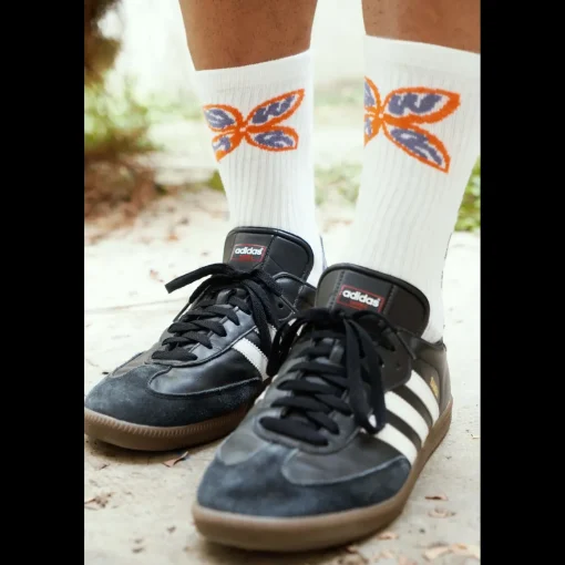 Flying White Sock Made Of Organic Cotton Mix