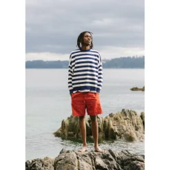 Loose Navy Stripes Sweater Made Of Organic Cotton