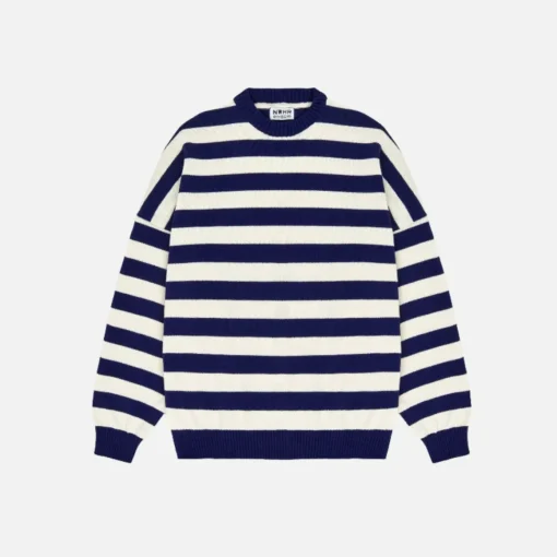 Loose Navy Stripes Sweater Made Of Organic Cotton