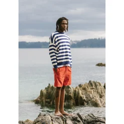 Loose Navy Stripes Sweater Made Of Organic Cotton