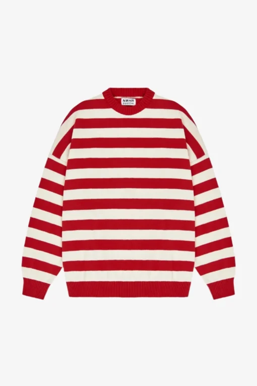 Loose Red Stripes Sweater Made Of Organic Cotton