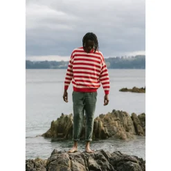 Loose Red Stripes Sweater Made Of Organic Cotton