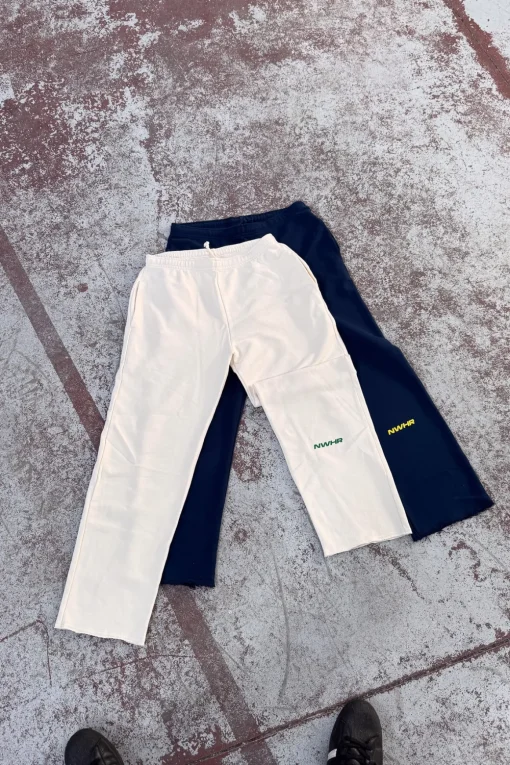 Soft Navy Open Bottom Pants Made Of Organic Cotton