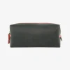 Washbag Medium - Black with Red Trim Made Of British Reclaimed Firehose/Parachute Silk