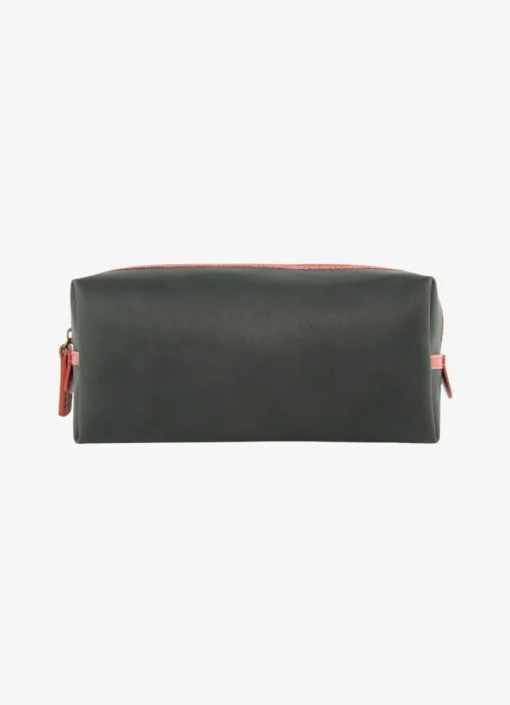 Washbag Medium - Black with Red Trim Made Of British Reclaimed Firehose/Parachute Silk