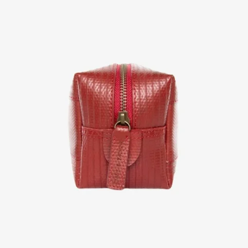 Washbag Medium - Black with Red Trim Made Of British Reclaimed Firehose/Parachute Silk